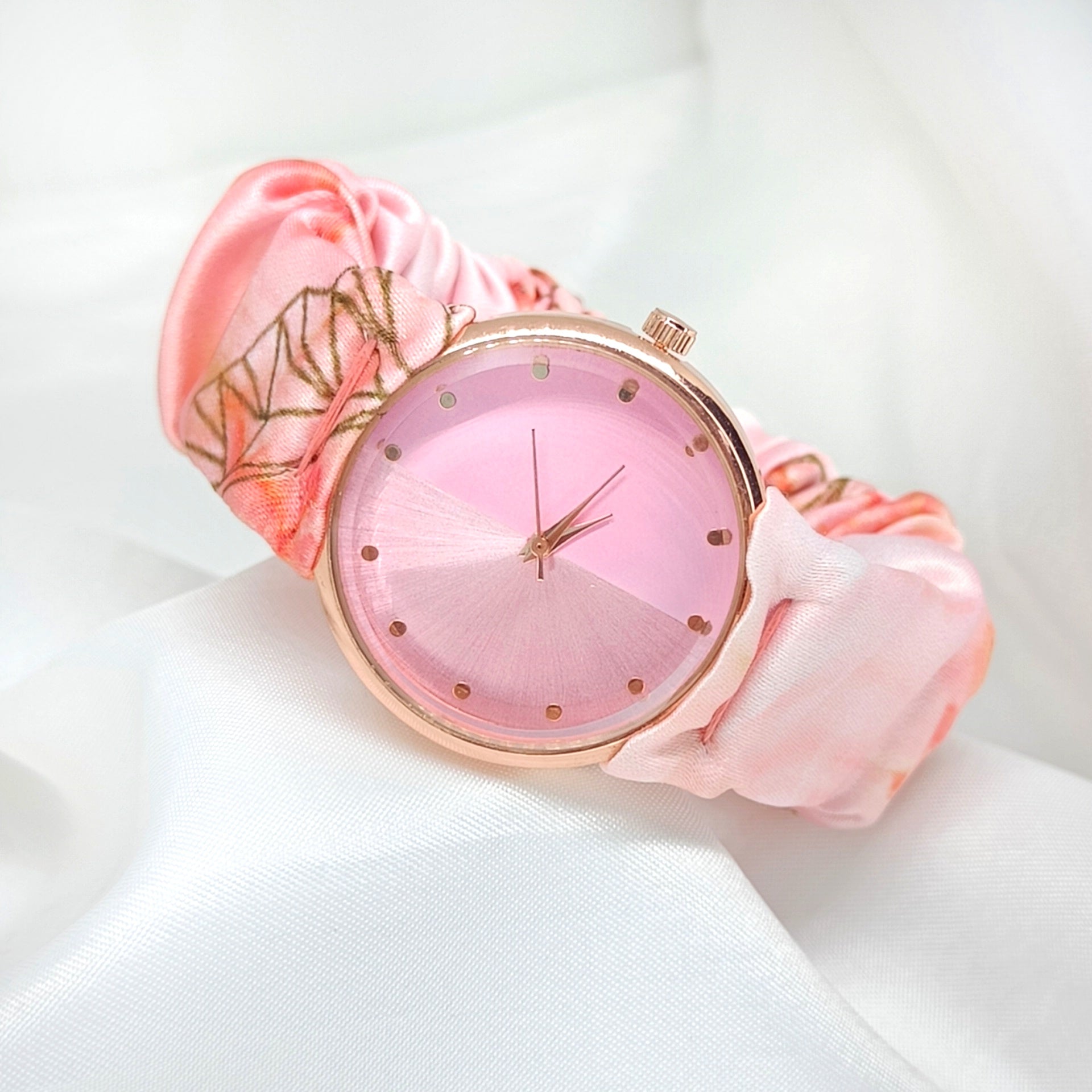 Peach Sky - Fairy & Rose Printed Scrunchie Watch