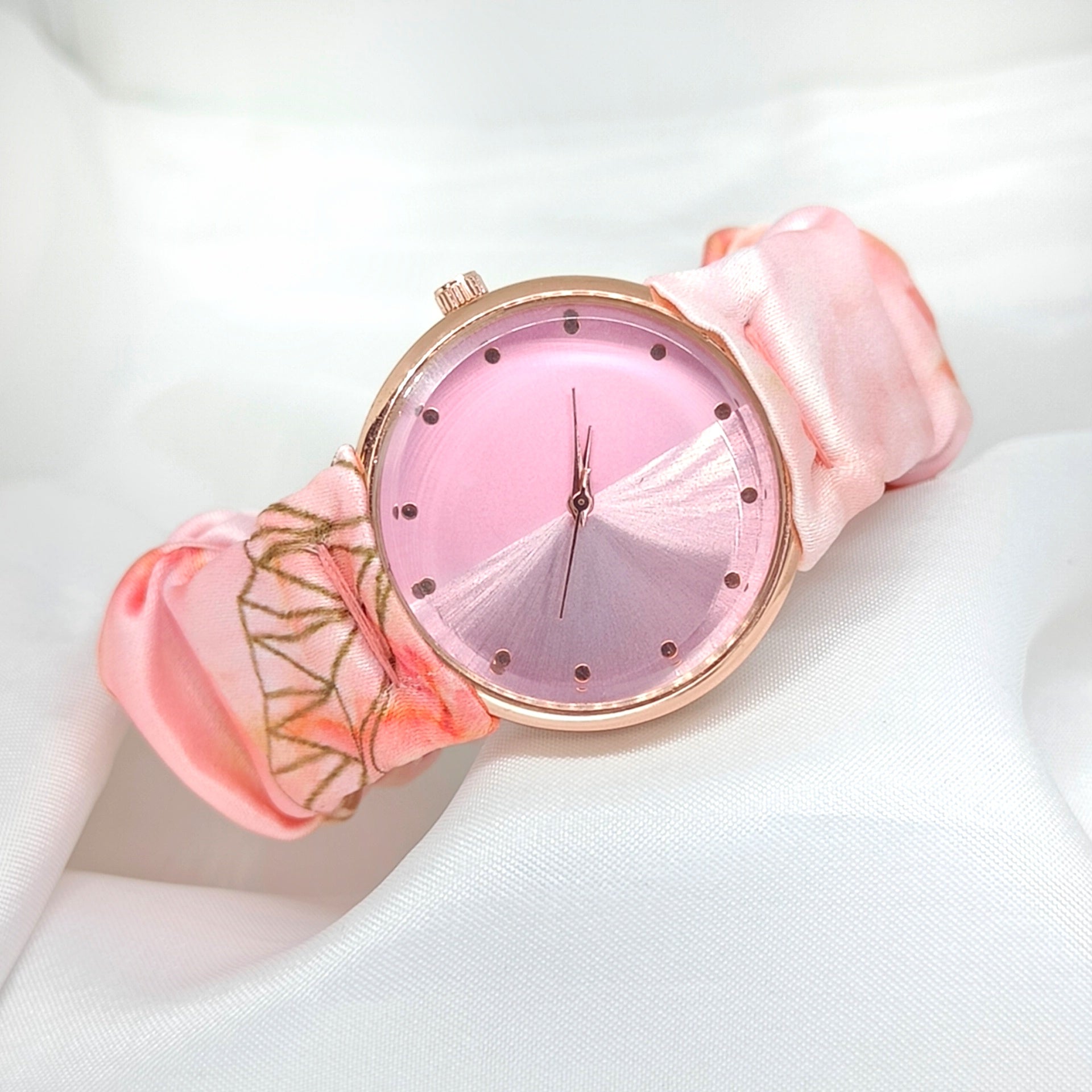Peach Sky - Fairy & Rose Printed Scrunchie Watch