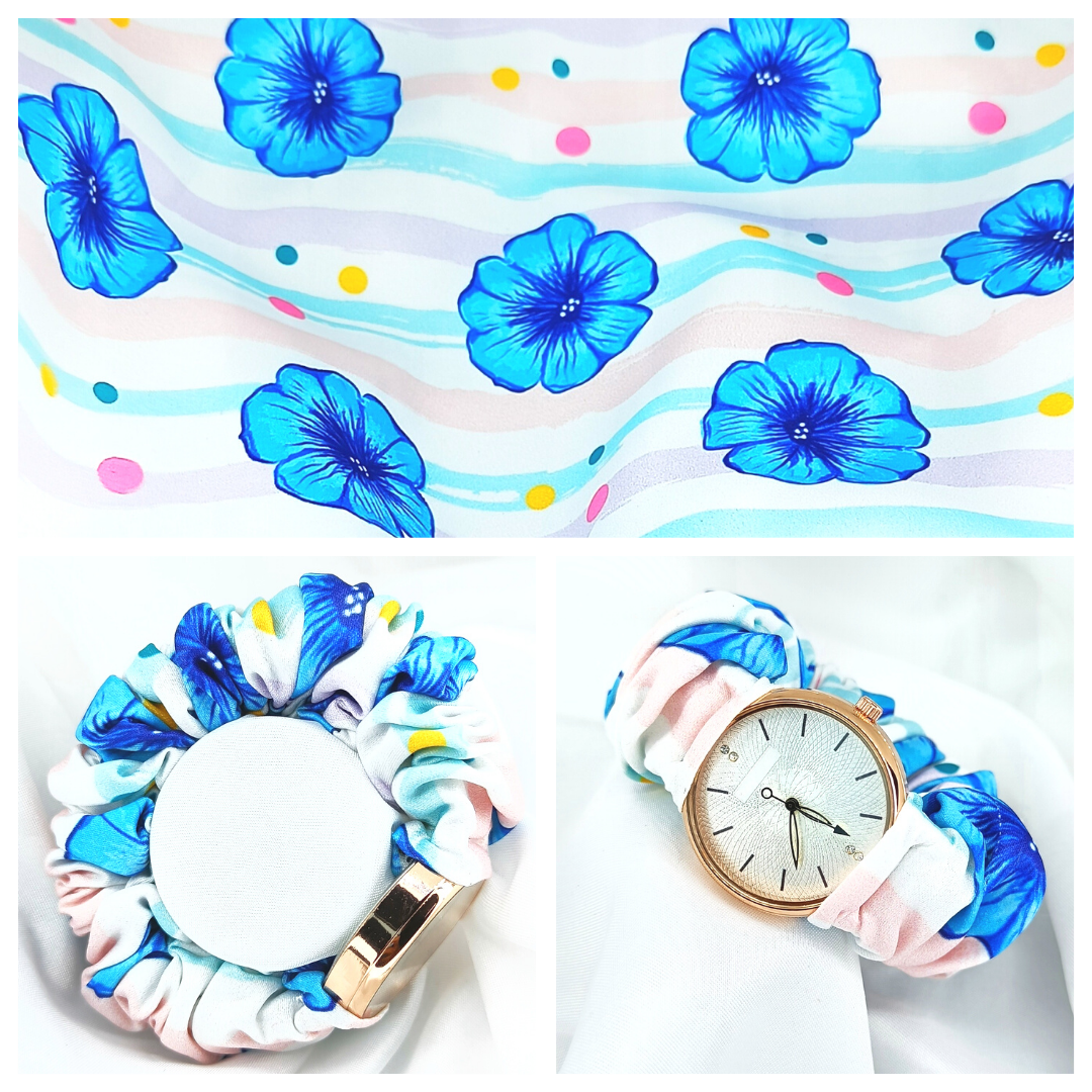 Oidea Scrunchie – Orologio 3 In 1 Da Donna Con Cinturino Elastico Intrecciato – Oro Rosa E Quadrante Bianco